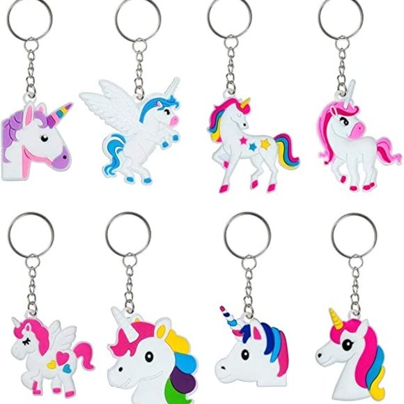 8 Unicorn Keychain's cute for any occasion. White, pink, purple, yellow - Picture 3 of 15